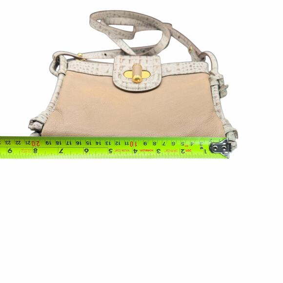 Brahmin Mojito Melbourne Croc Embossed Leather Crossbody Bag Beige and cream - Picture 3 of 9